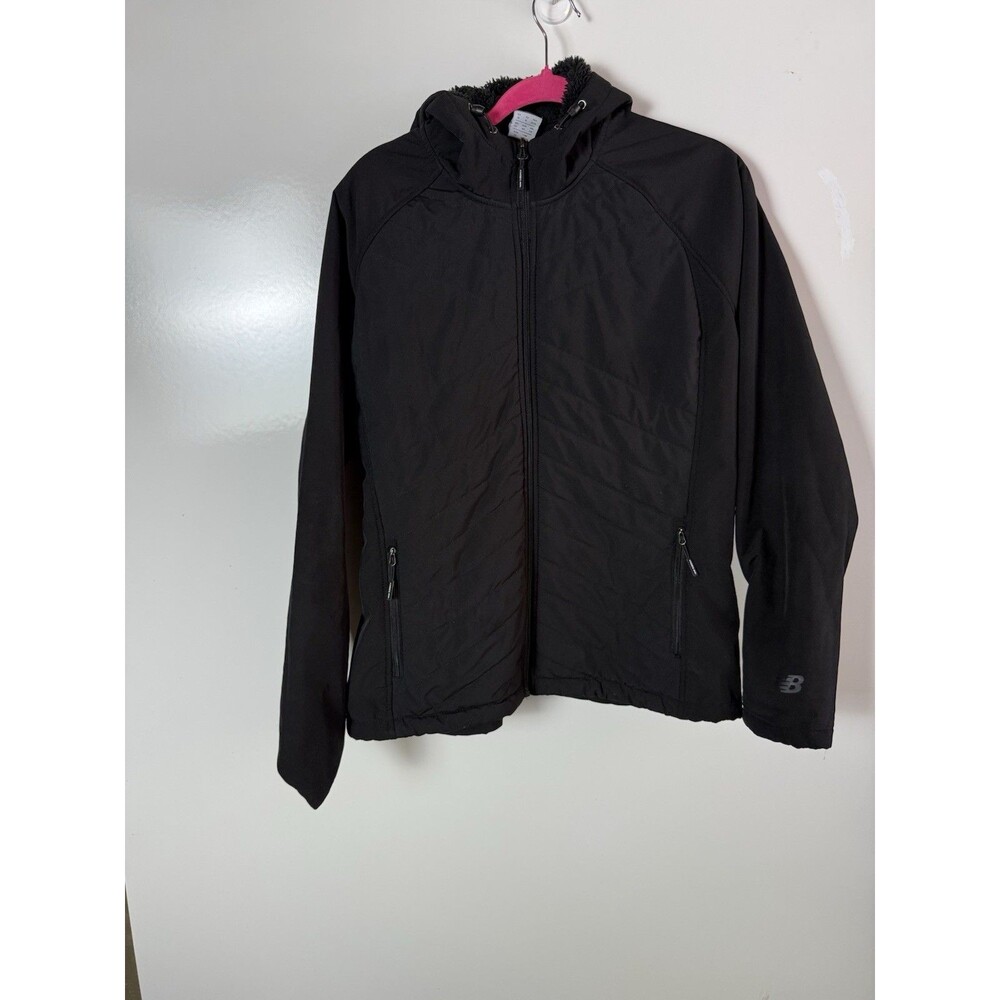 New Balance Women’s XL Black Hooded Softshell Fleece Lined Active Jacket